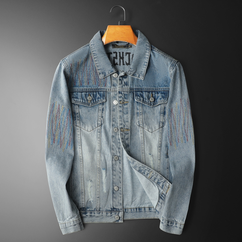 Streetwear High End Brand - Giacca di jeans lavata vintage di