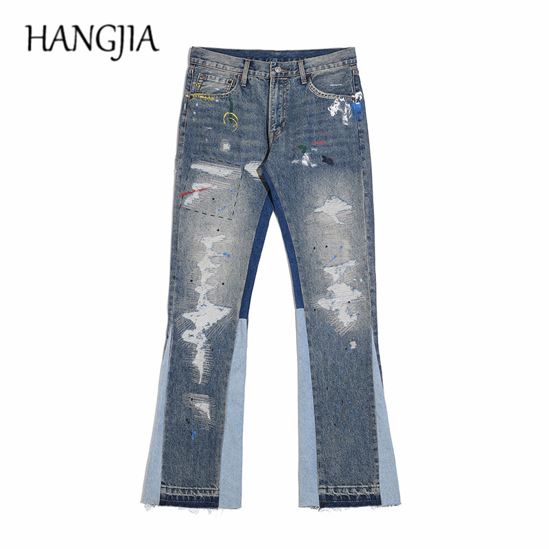 Gallery Dept Flare - Jeans a Zampa Blu con Macchie