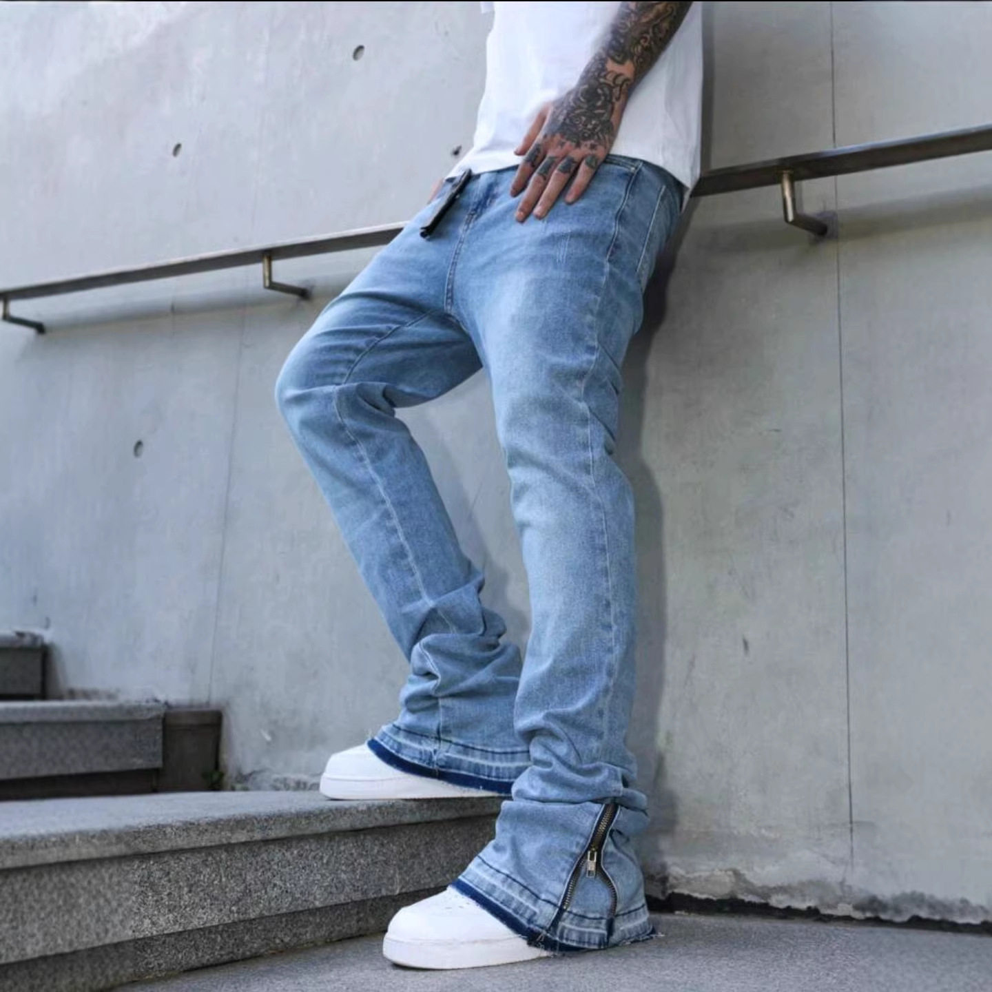 Gallery Dept Flare - Jeans da Uomo Lavati Blu Chiaro,